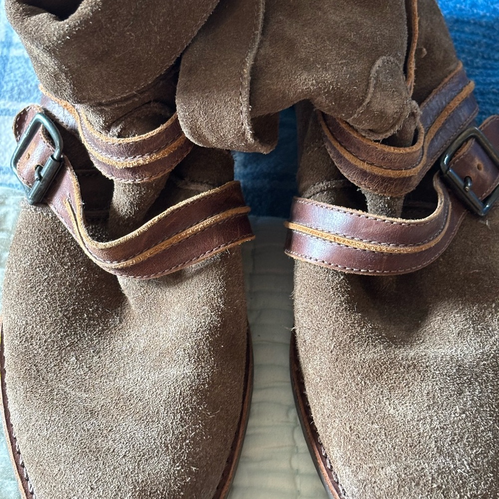 Prospector Brown Suede Boots with Leather Straps